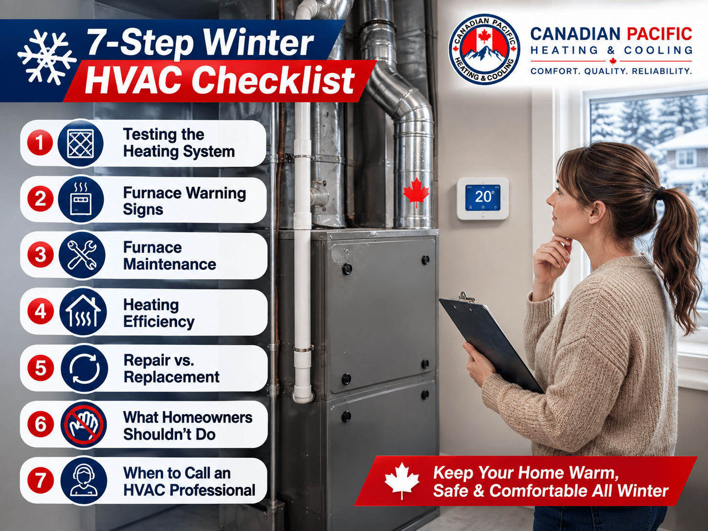 Winter HVAC checklist showing furnace and heating preparation steps