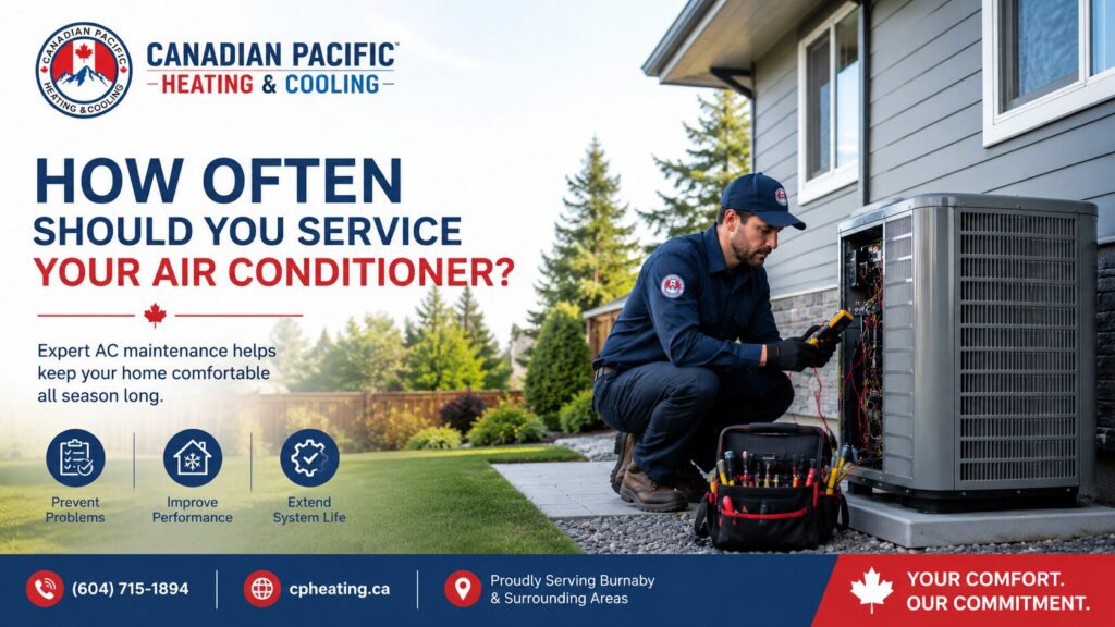 HVAC technician performing AC maintenance on a residential air conditioner