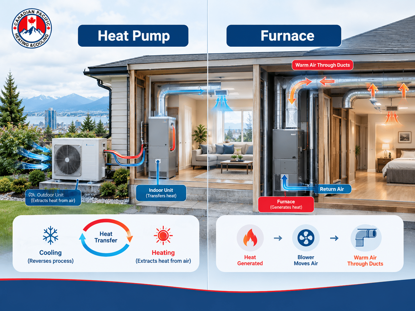 Heat pump and furnace heating systems explained for BC homes